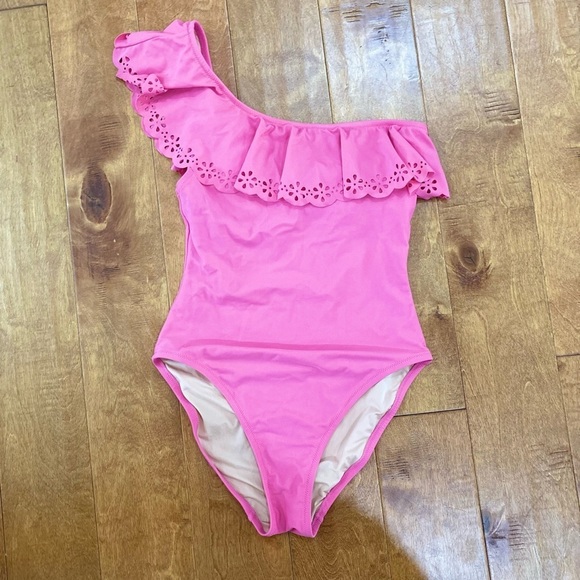 J. Crew Other - J. Crew Pink One Shoulder Ruffle One Piece size M